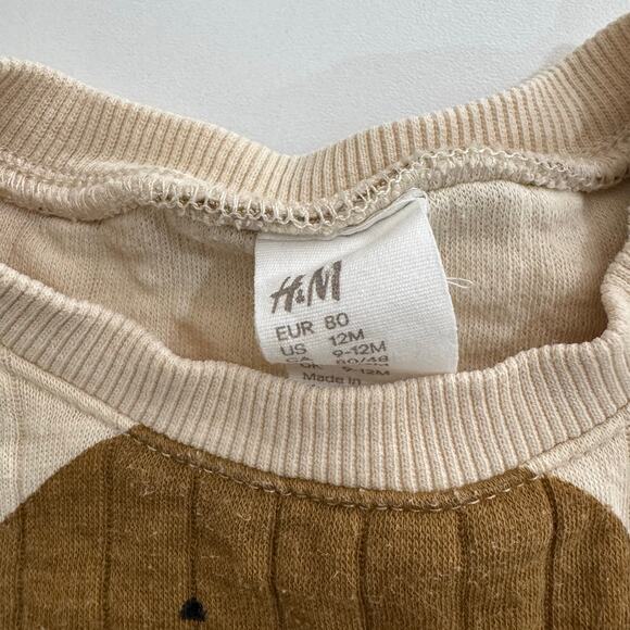 H&M Light Beige Bears 2 Piece Quilted Set Size 12 Months Teddy Bear - Picture 4 of 9